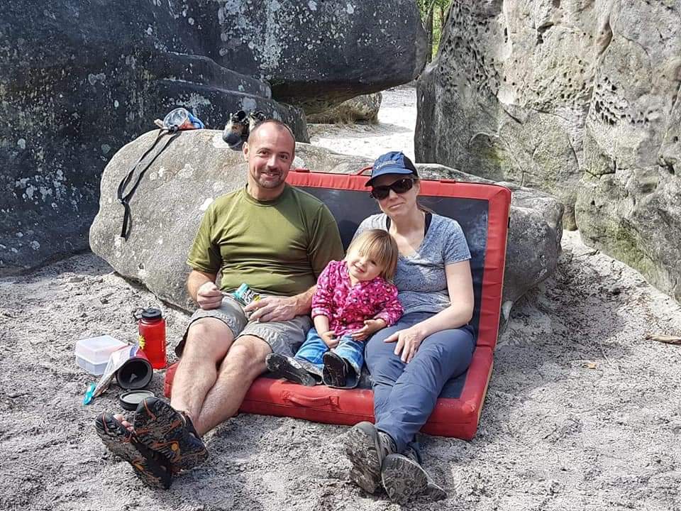 Matt and family rock climbing